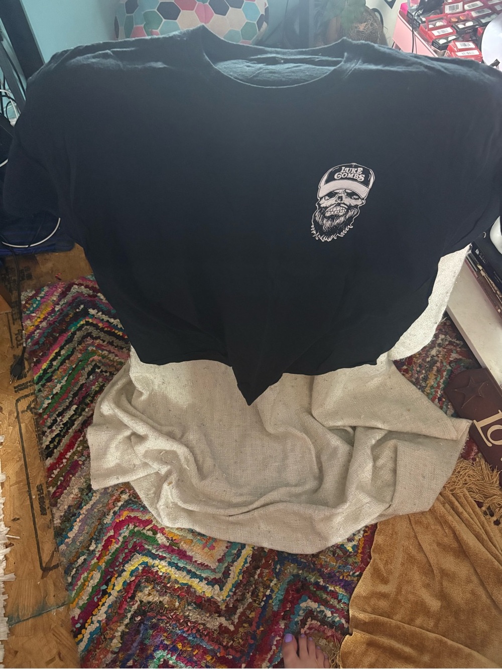 Luke combs 0/3 Black Graphic T-Shirt with Skull Logo